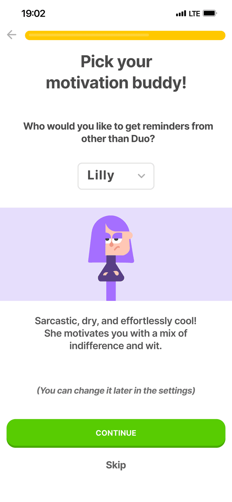Three redesigned screens: a language app letting users pick their motivation buddy, a customisable fitness progress dashboard, and a shopping profile with a clear notification permission banner